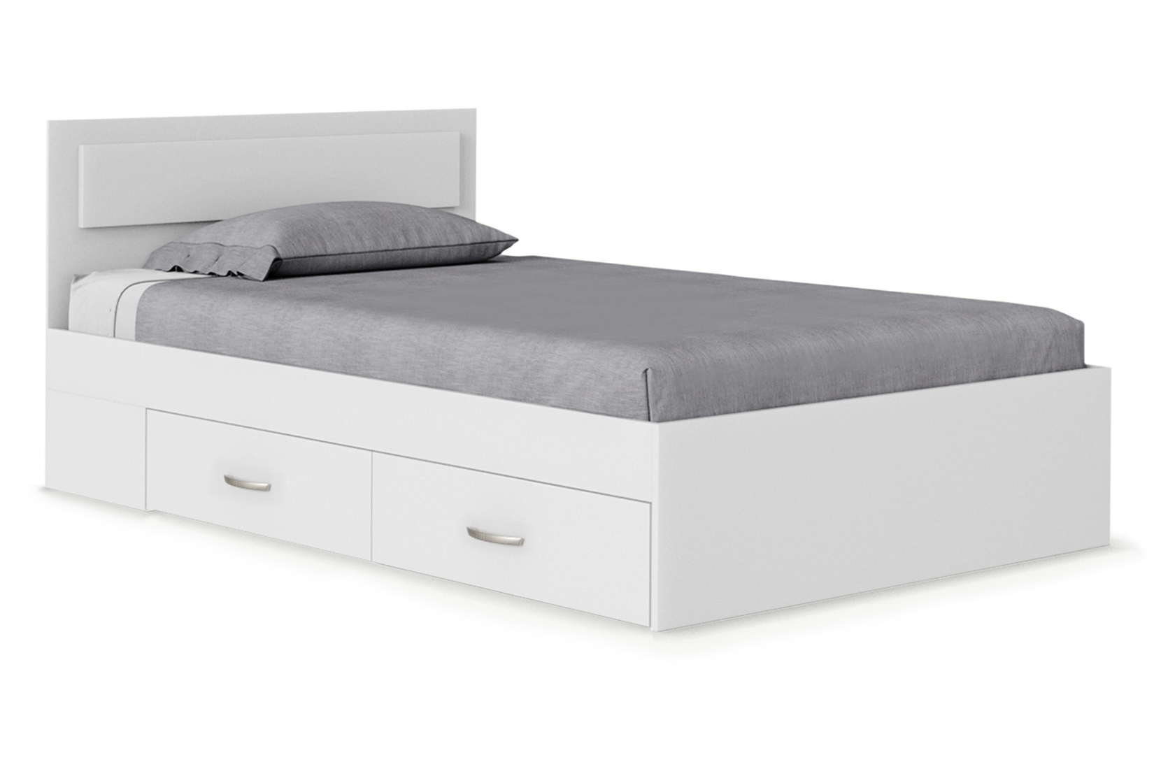 Жаклин Кровать 120х200 см. с ящиками Белый с ДСП настилом