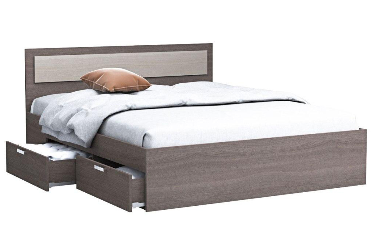 Жаклин Кровать 160х200 см. с ящиками Ясень шимо темн/светлый с ДСП настилом