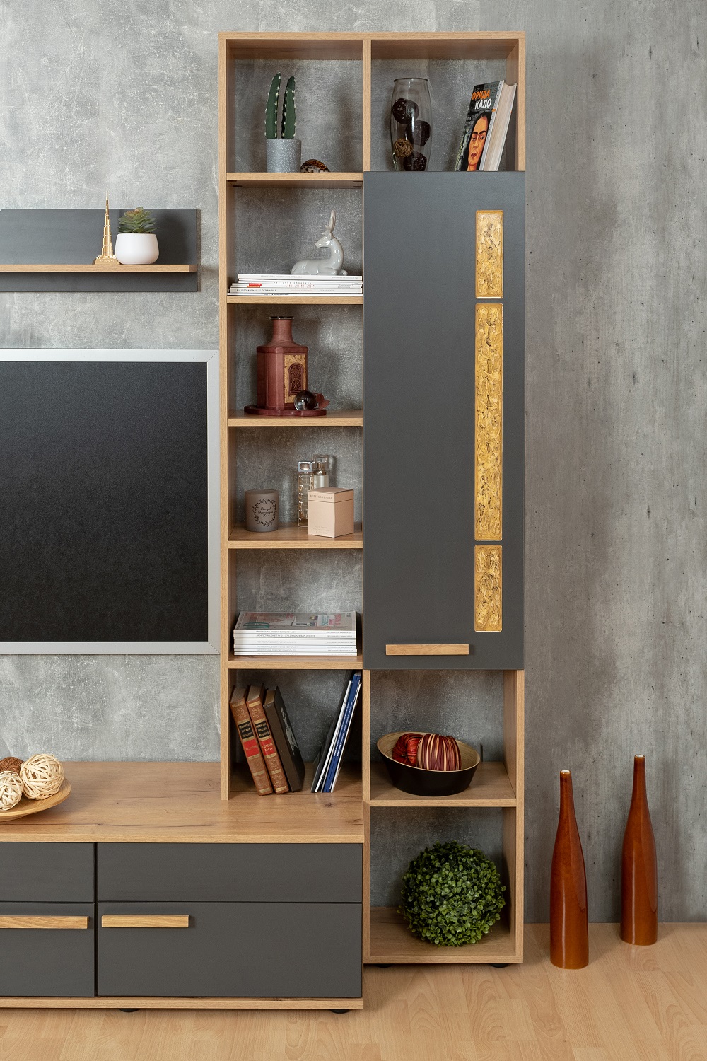 Crown Гостиная Комплект 1 Дуб золотистый/Графит