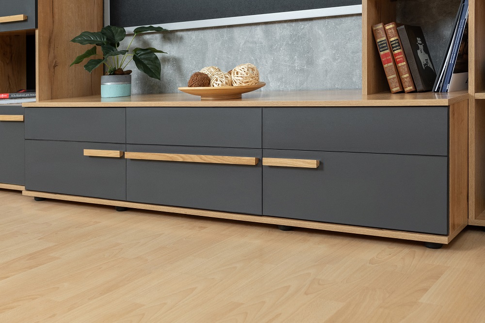 Crown Стенка  Комплект 2 Дуб золотистый/Графит