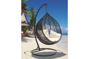 F-04 Кресло подвесное кокон (Каркас черный/подушка черная)