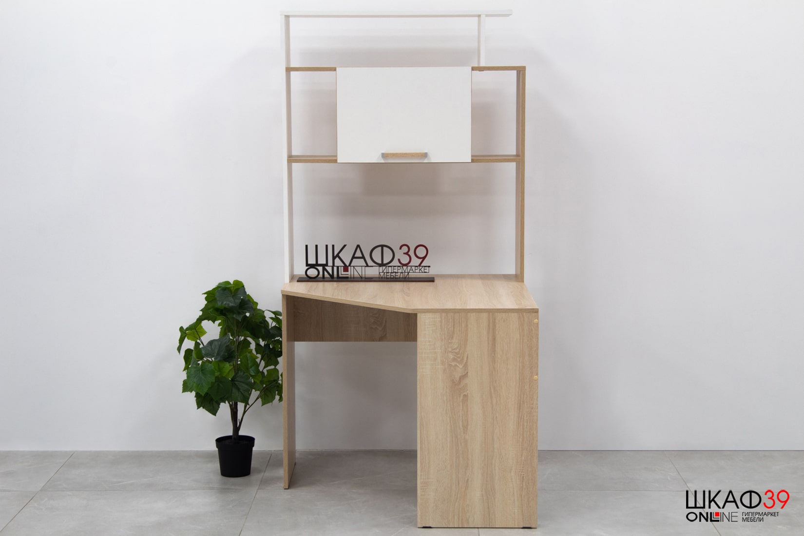 Стол компьютерный Квартет-12, дуб сонома/белый