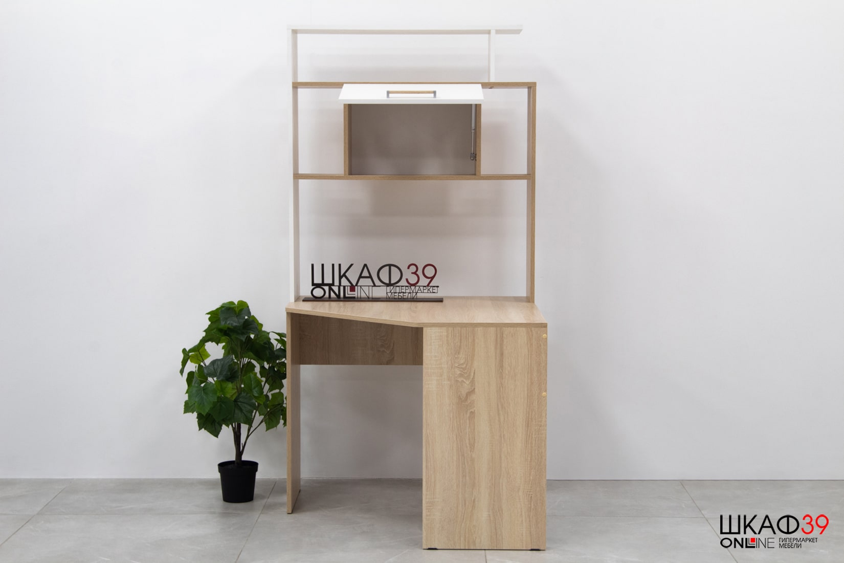 Стол компьютерный Квартет-12, дуб сонома/белый