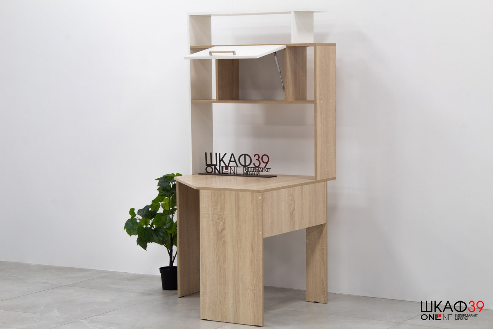 Стол компьютерный Квартет-12, дуб сонома/белый