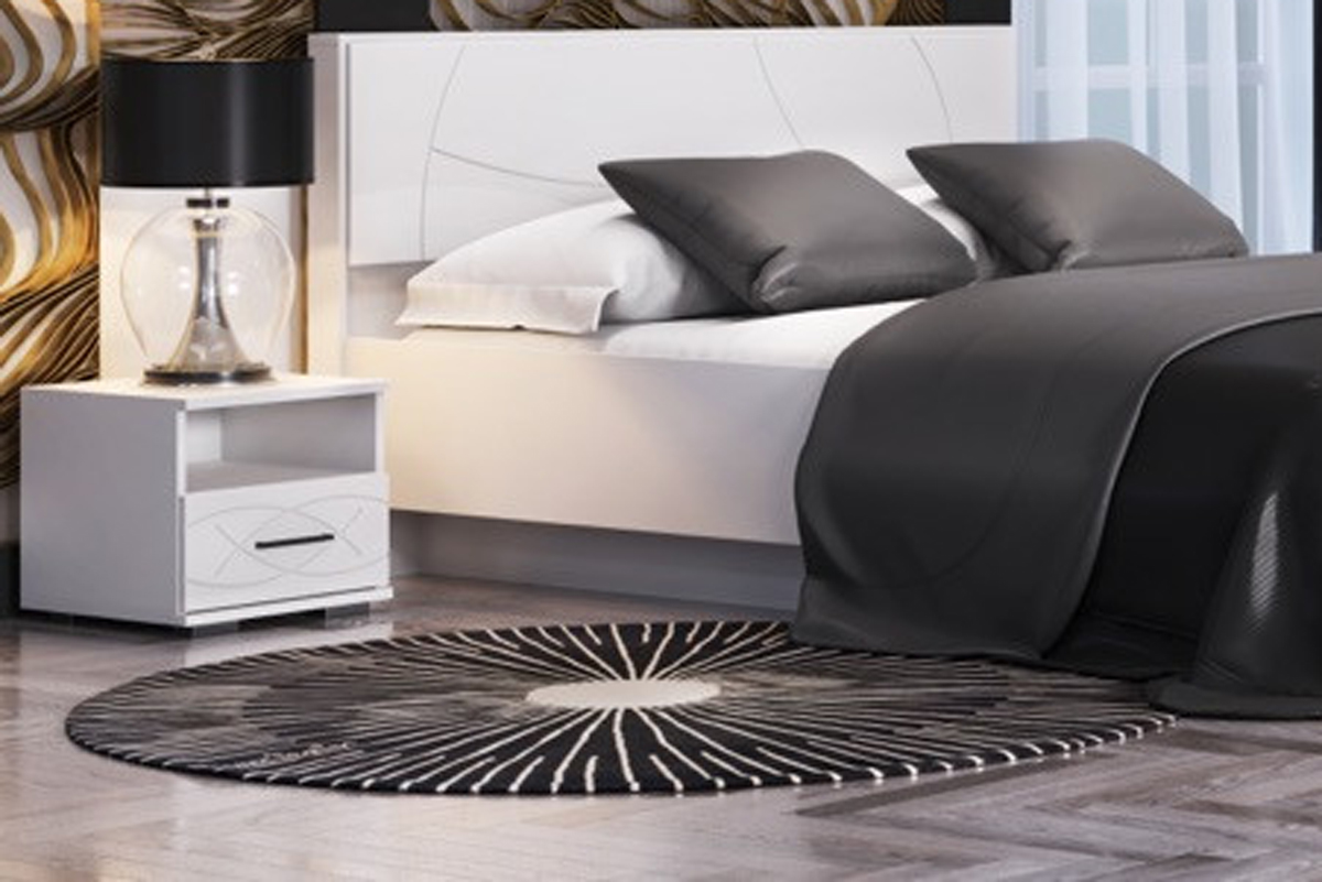 Мирти-2 Тумба Прикроватная Белый шагрень/Белый глянец