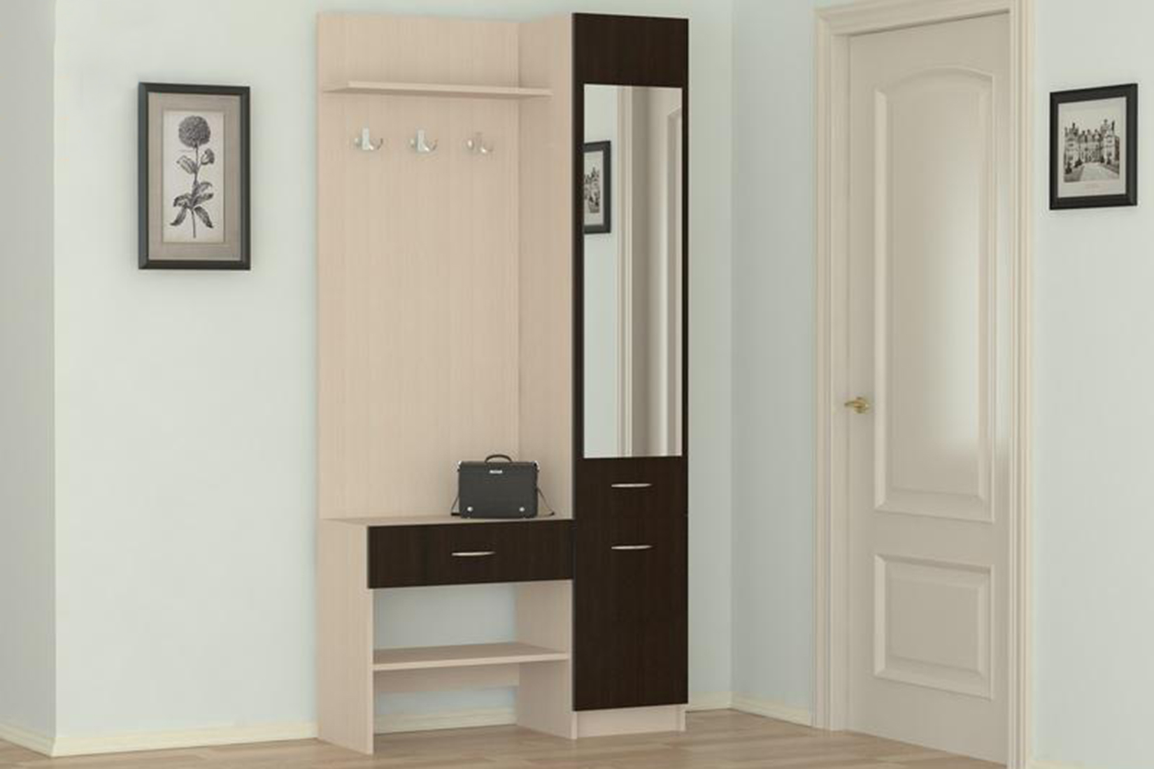 Домино-2У Прихожая Дуб молочный/Венге
