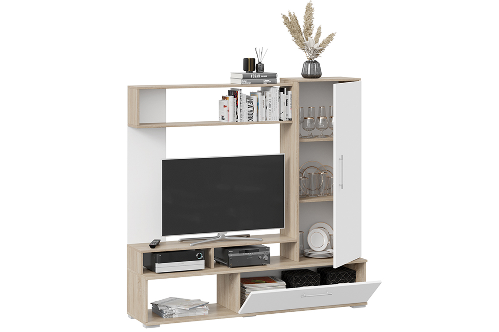 Сиена Стенка Дуб сонома/Белый ясень