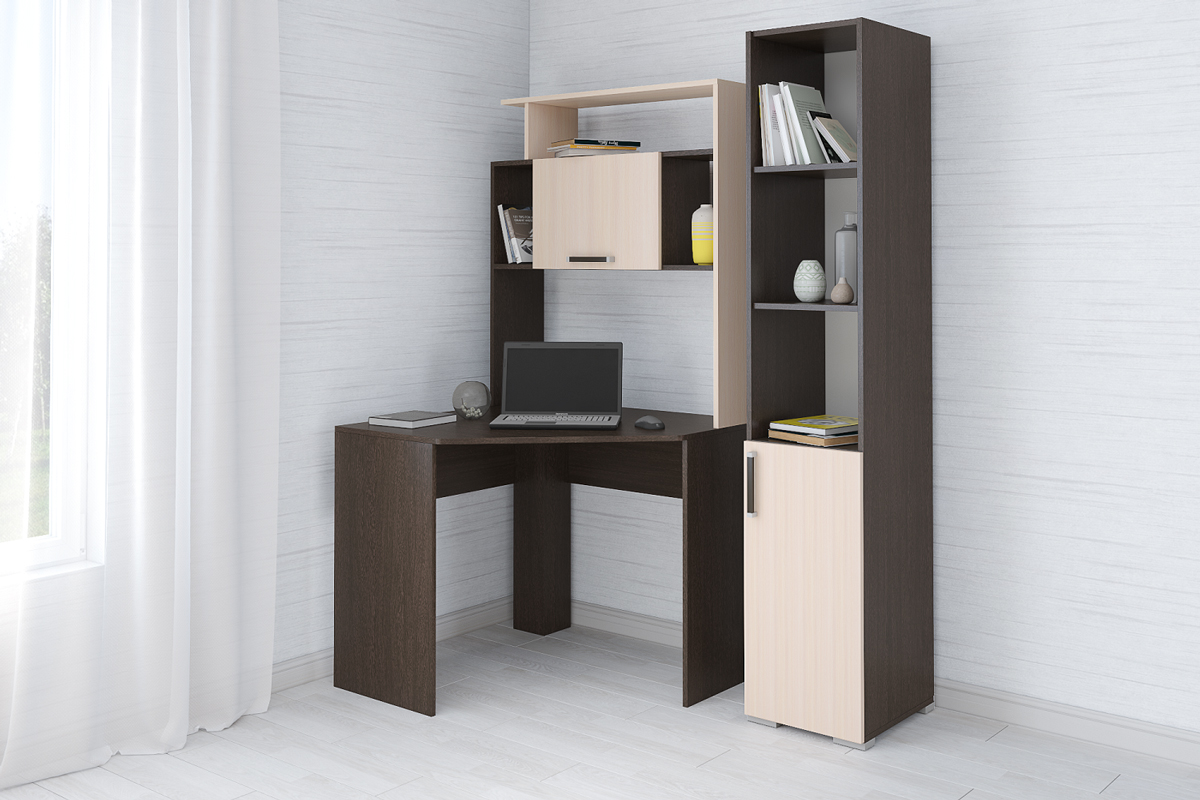 Квартет-12 Стол компьютерный с пеналом Венге/Дуб молочный