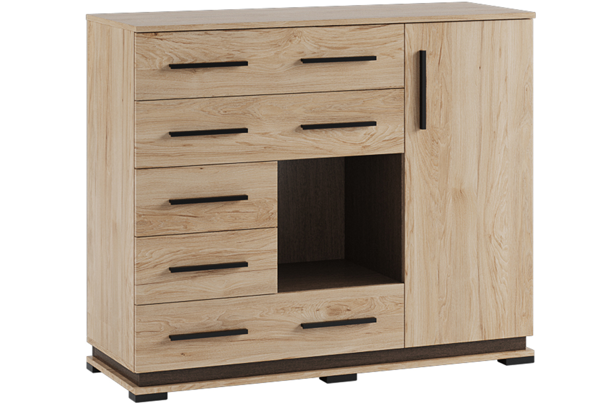 Комод с полками Модена МК-2, гикори рокфорд/венге