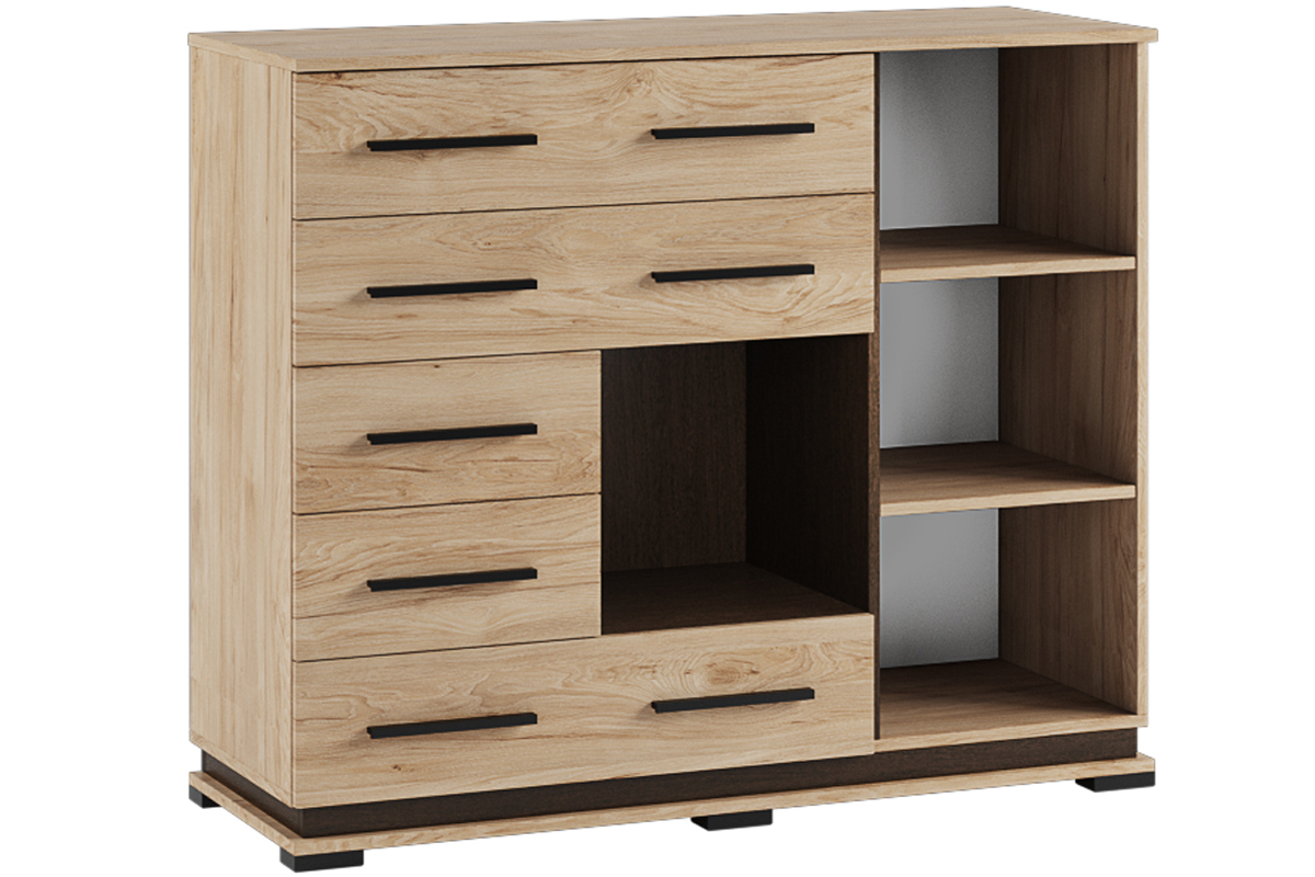 Комод с полками Модена МК-2, гикори рокфорд/венге