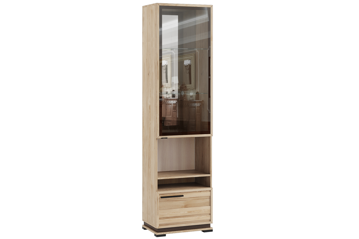 Шкаф-пенал со стеклом Модена МШ-3, гикори рокфорд/венге