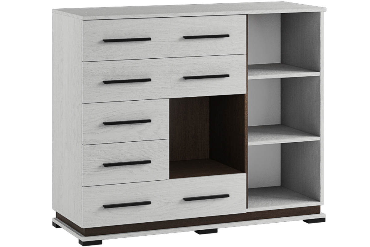 Комод с полками Модена МК-2, ясень анкор светлый/венге