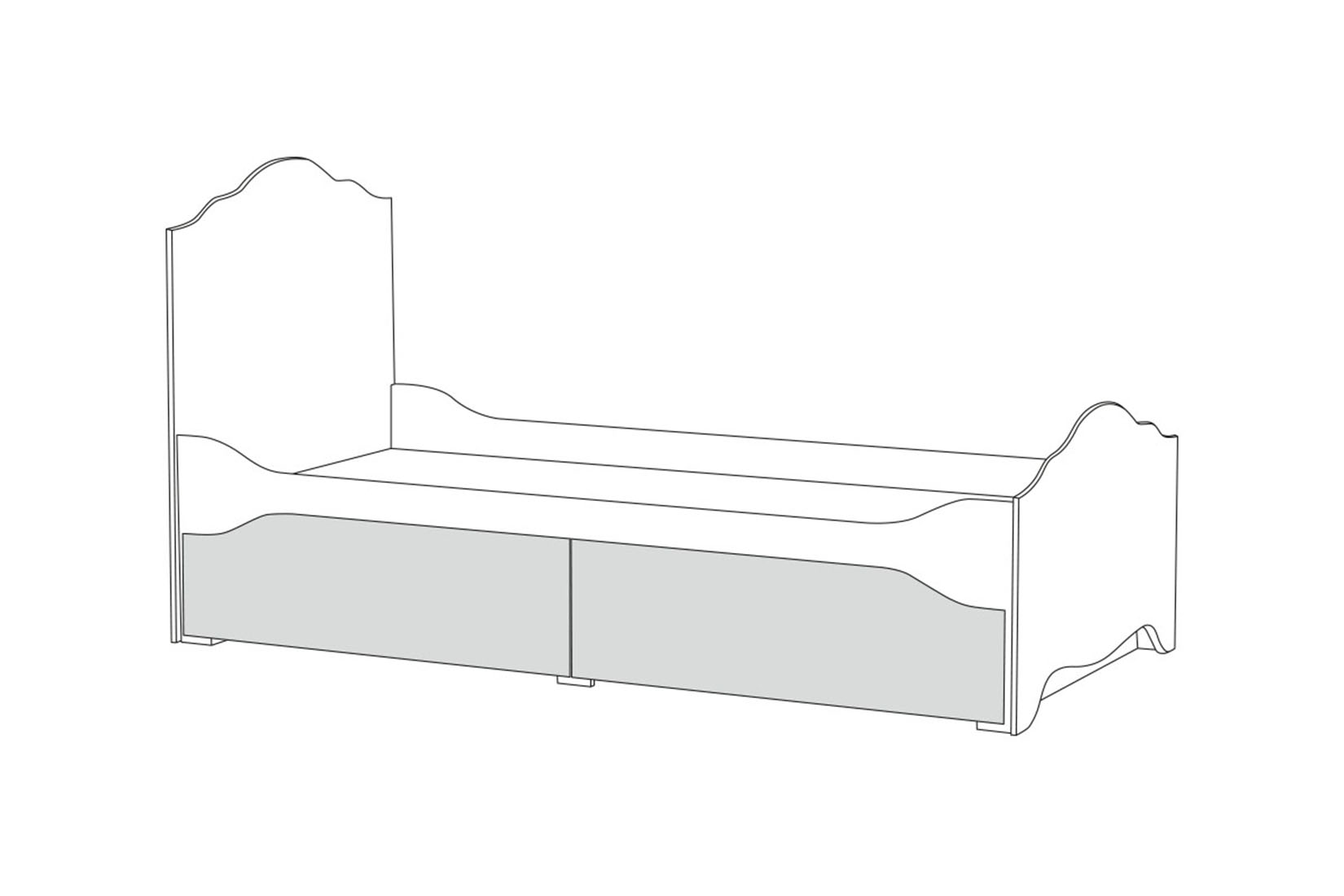 Кровать с ящиками Роуз 11.27 цвет белый с тиснением поры дерева/ясень ваниль