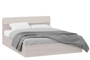 Кровать160  с подъемным механизмом «Мишель» Ясень шимо/Сатин матовый с рисунком