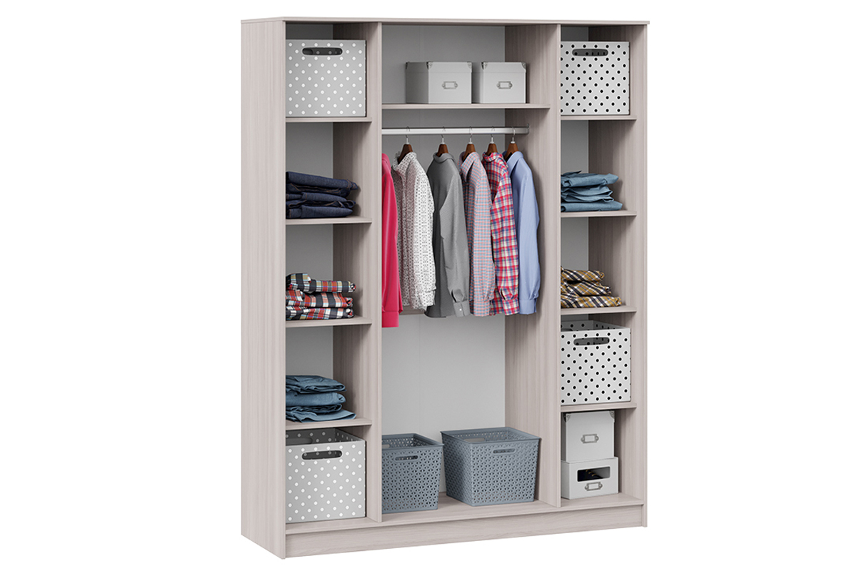 Мишель Шкаф 4-х створчатый Ясень шимо/Сатин матовый с рисунком