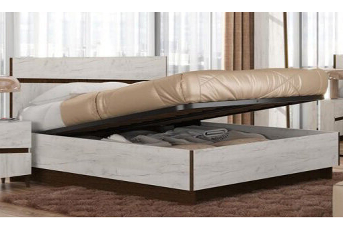 Крафт КТ3 Кровать 160х200 с подъемным механизмом Дуб крафт белый/Венге