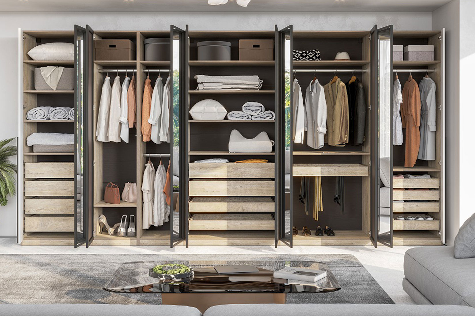 Этна Гардеробная Комплект 2 Дуб эндгрей необработанный/Софт грей