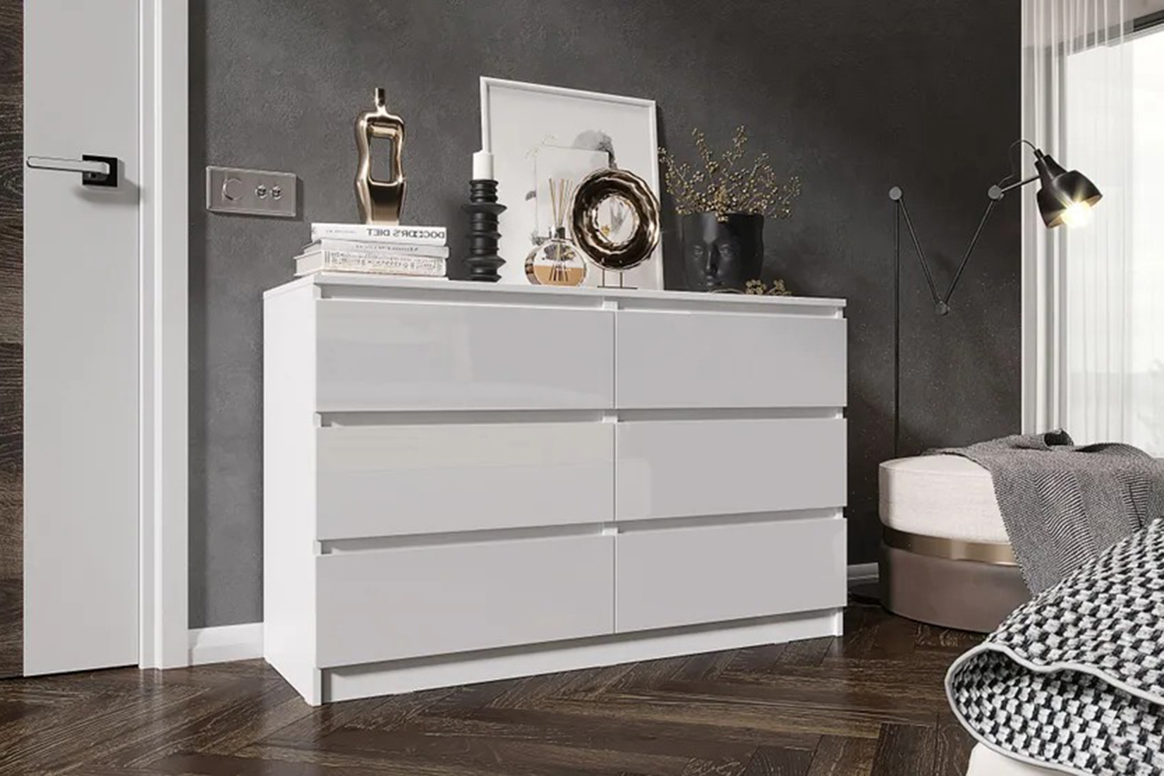 Челси Комод 1202 Белый глянец/Холодный белый