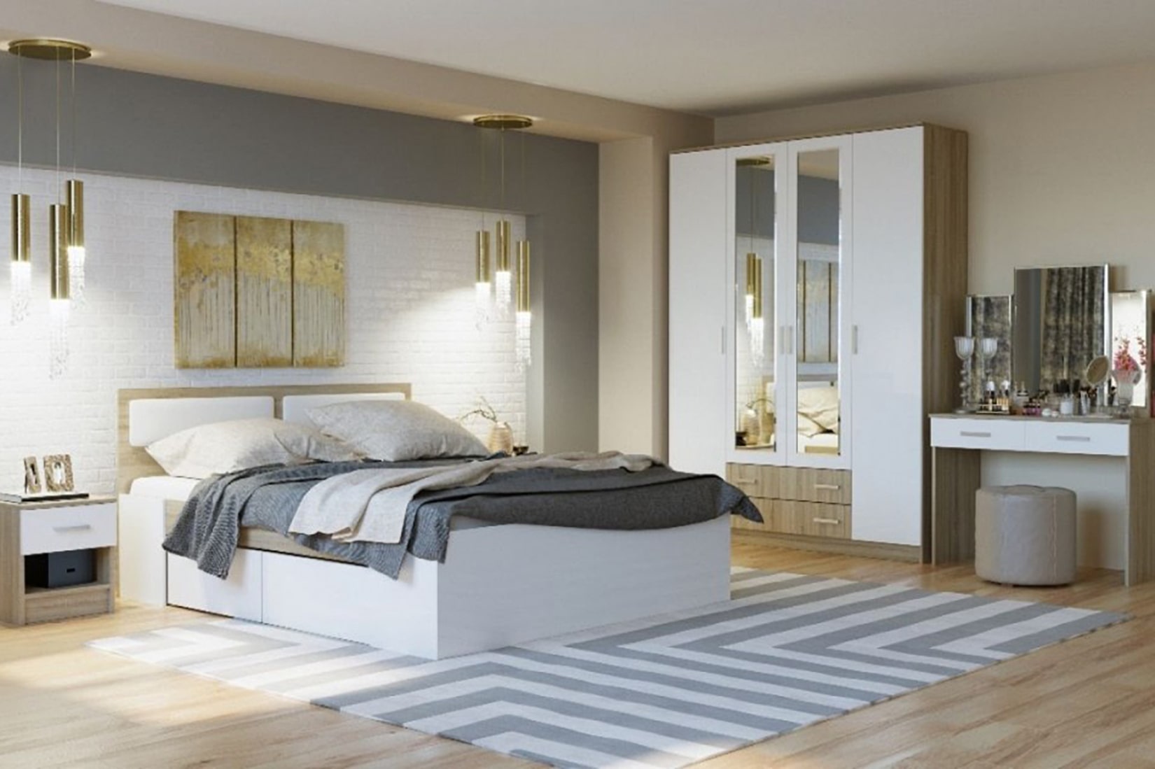 Беатрис Столик туалетный Дуб сонома/Белый глянец