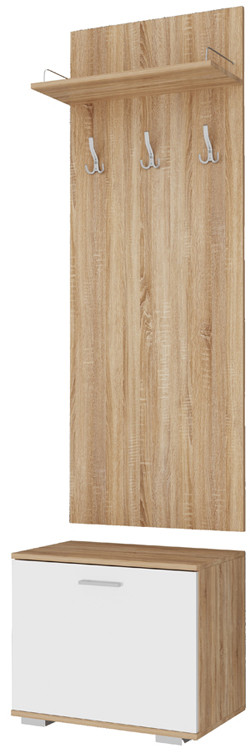 Италия Вешалка В-600 Дуб сонома/Белый глянец