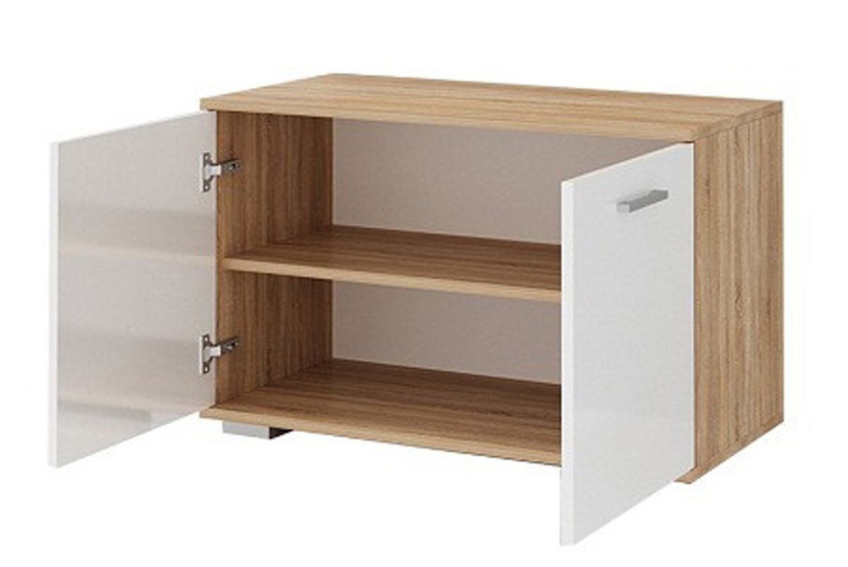 Италия О-800 Обувница Дуб сонома/Белый глянец