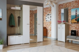 Италия Прихожая 1 Дуб сонома/Белый глянец