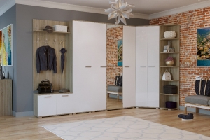 Италия Прихожая 3 Дуб сонома/Белый глянец