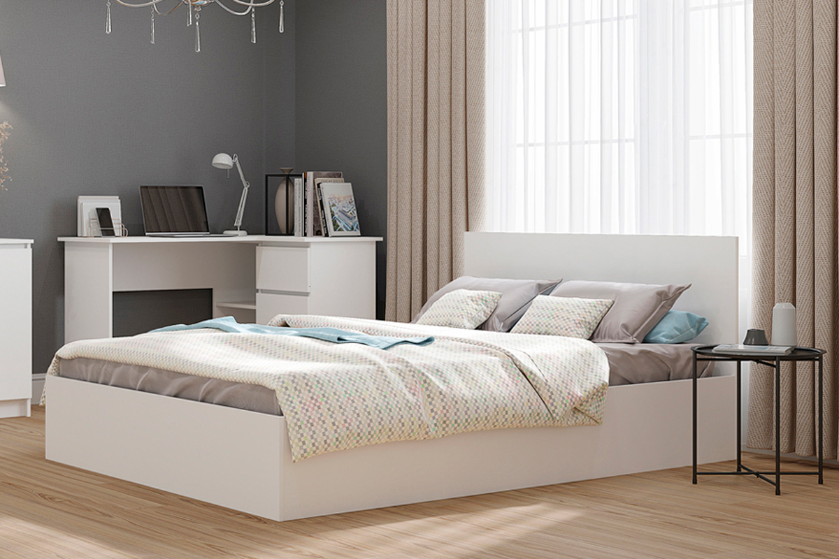 Мори  КРМ 1200.1 Кровать 120х200 с ДСП настилом Белый