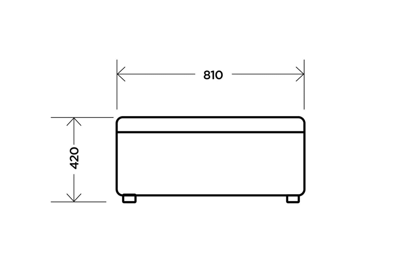 Банкетка двухместная, экокожа черный