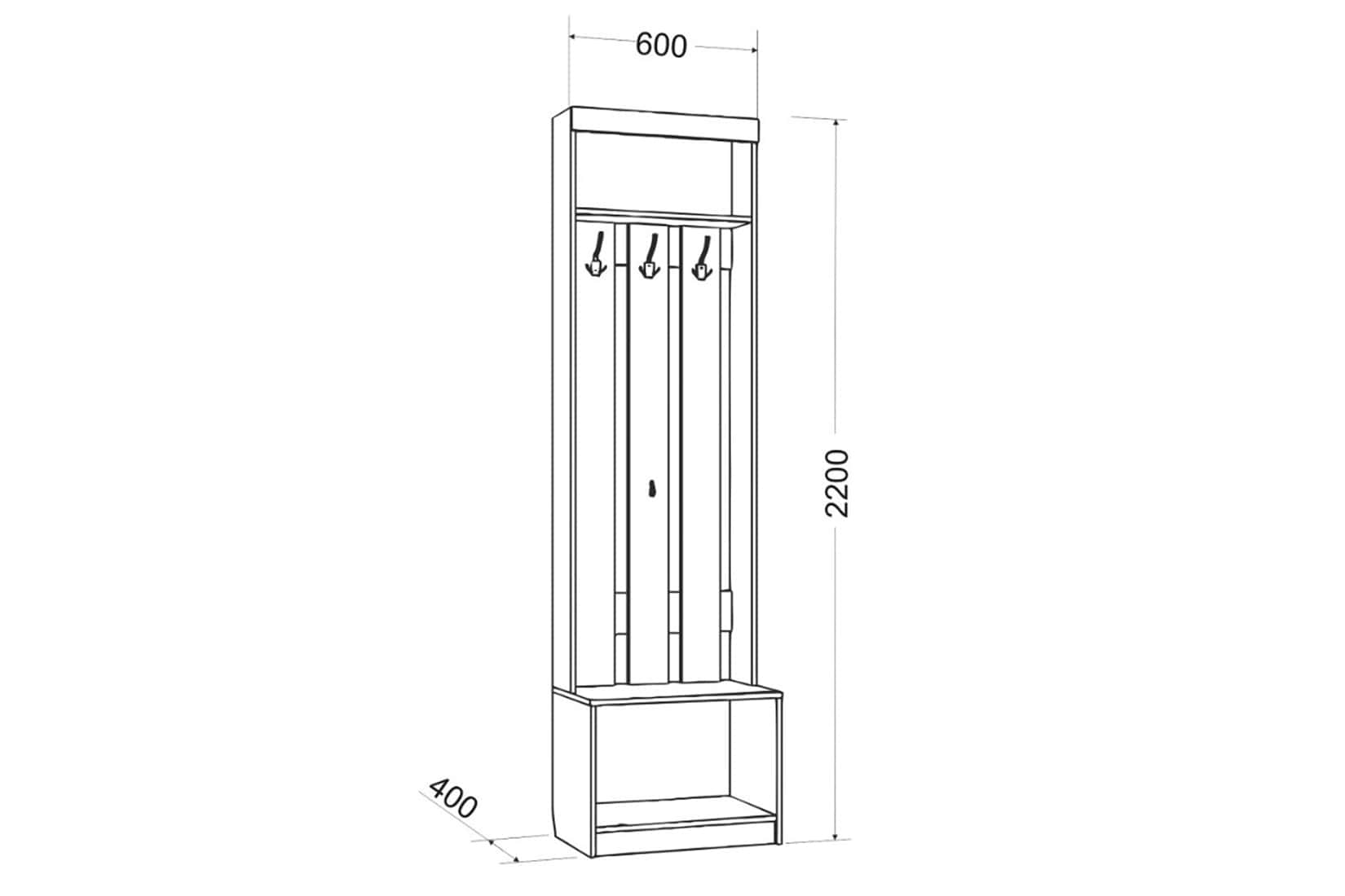 Вешалка в прихожую с тумбой Ева 2 М2 60