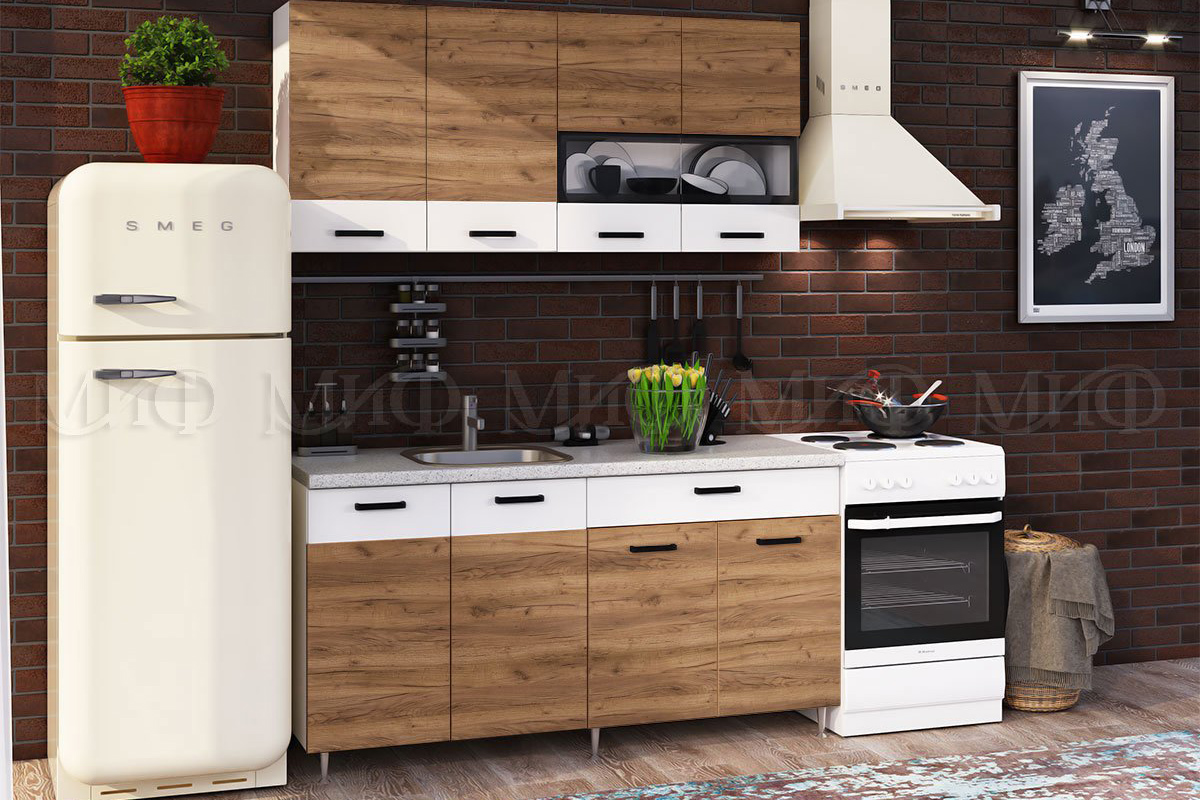 Рио кухня модульная дуб крафт/бежевый (Миф)