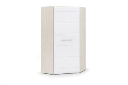 Симба Шкаф угловой двустворчатый Дуб белфорт/белый глянец