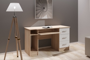 ПКС-4 Стол письменный Сонома/Белый глянец