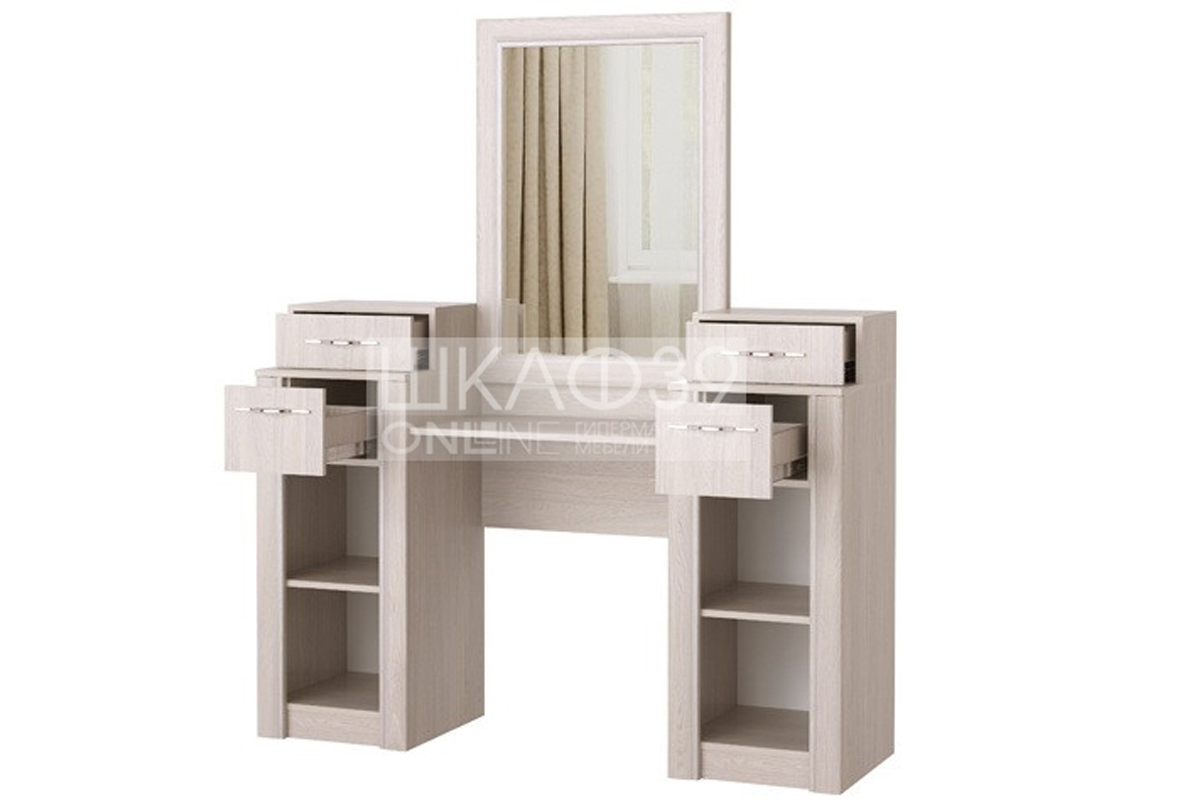 Октава Стол косметический с зеркалом Анкор светлый