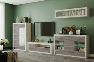 Октава Стенка 3 Ясень анкор светлый/Клабхаус серый