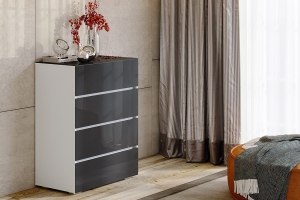 Glance тип 1 Комод Белый/Стекло антрацит глянец