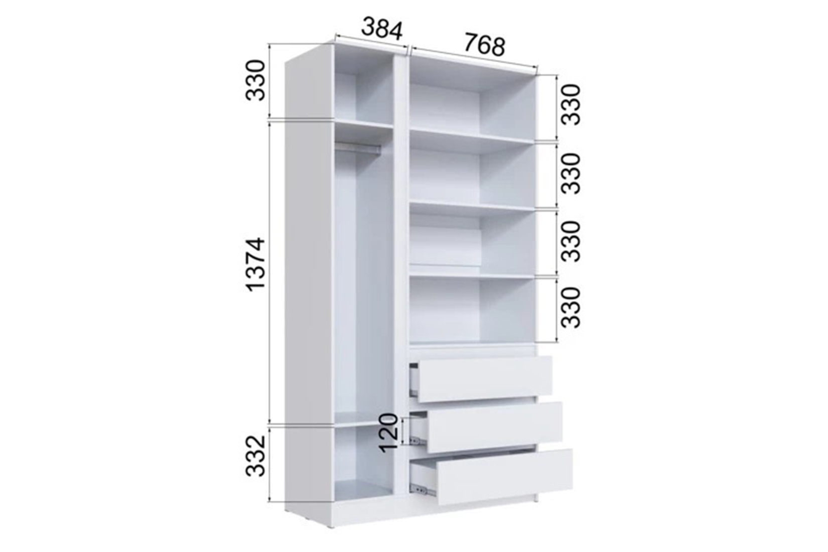 Мэнкс МСШ-24 Шкаф 3-х ств. Белый