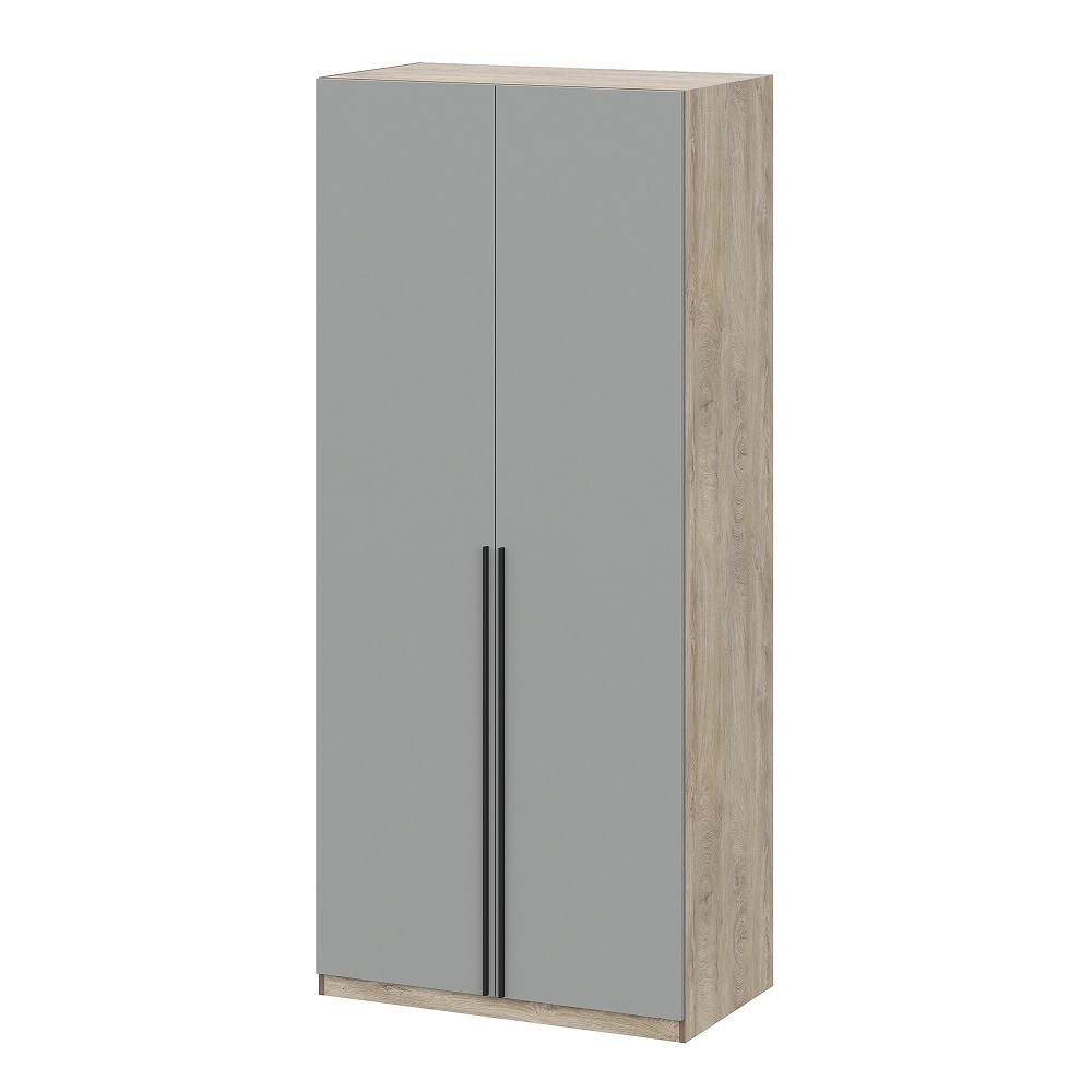 Этна 100 Шкаф двухстворчатый Дуб эндгрей необработанный/Софт грей