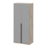 Этна 100 Шкаф двухстворчатый Дуб эндгрей необработанный/Софт грей