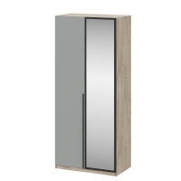 Этна 100 Шкаф двухстворчатый с зеркалом Дуб эндгрей необработанный/Софт грей