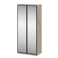 Этна 100 Шкаф двухстворчатый с зеркалами Дуб эндгрей необработанный/Софт грей