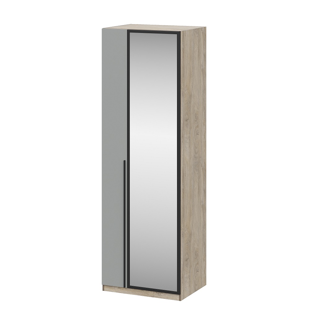 Этна 75 Шкаф с зеркалом Дуб эндгрей необработанный/Софт грей