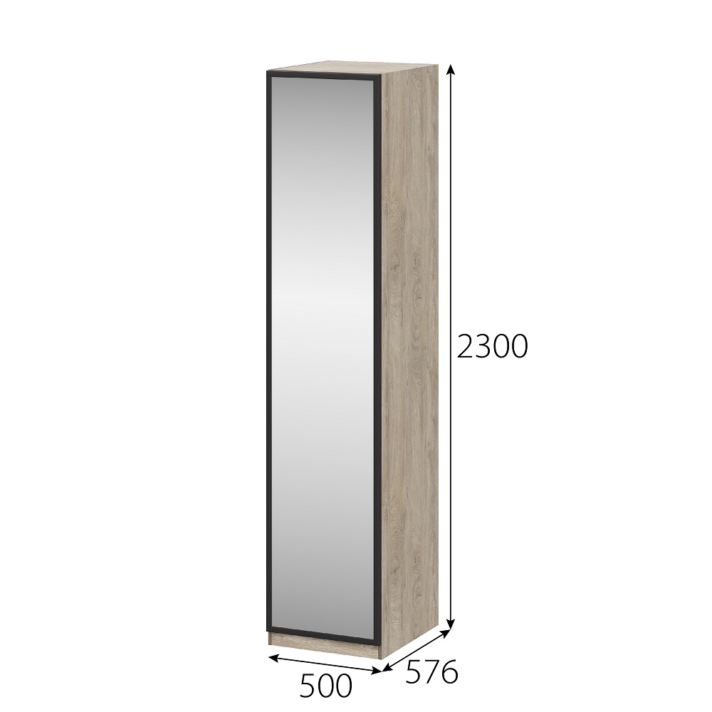 Этна 50 Шкаф с зеркалом Дуб эндгрей необработанный/Софт грей