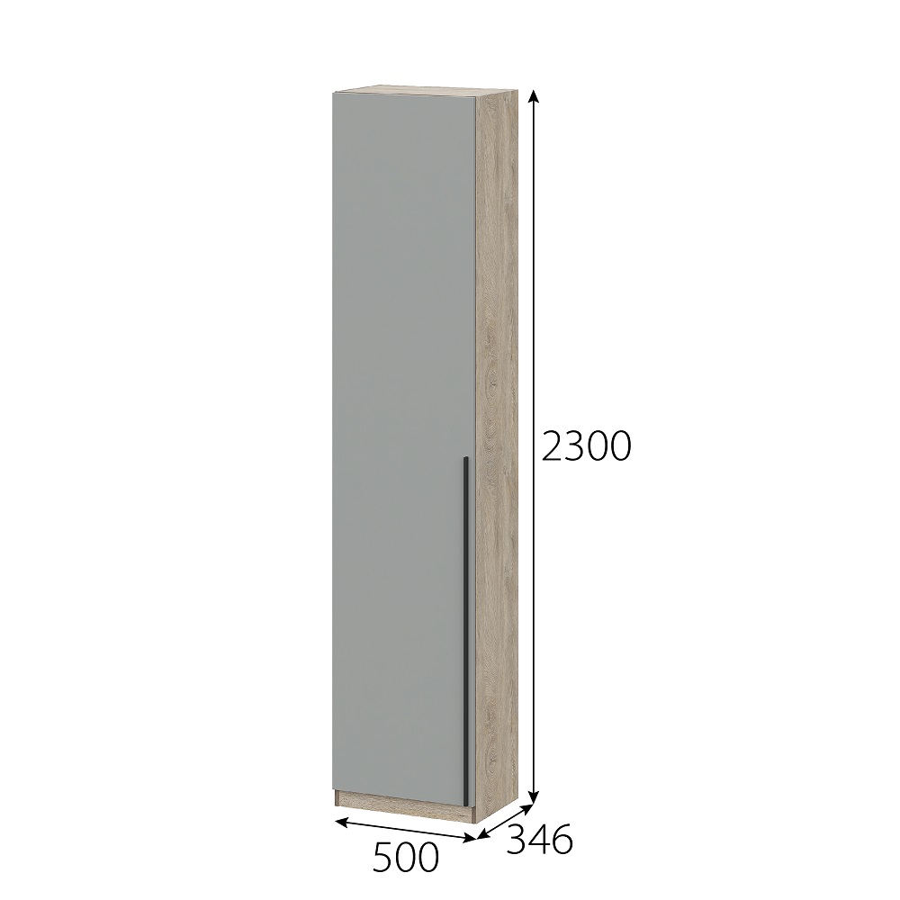 Этна 35 Шкаф-пенал Дуб эндгрей необработанный/Софт грей