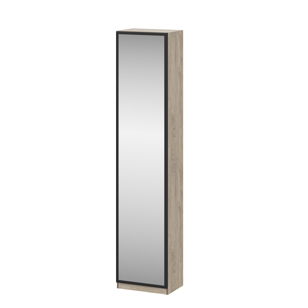 Этна 35 Шкаф-пенал с зеркалом Дуб эндгрей необработанный/Софт грей