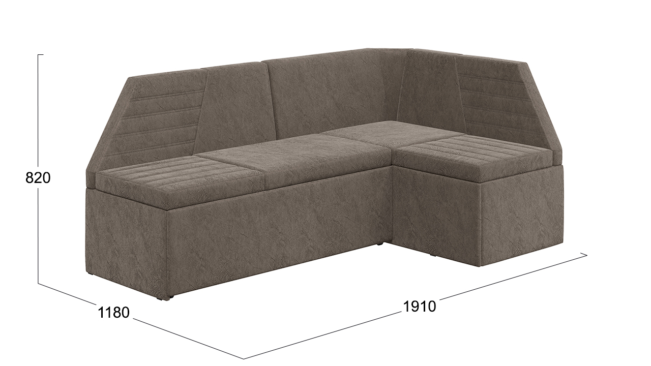 Скамья угловая «Лондон» со спальным местом (Микровелюр Wellmart Latte)