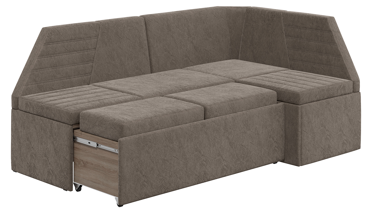 Скамья угловая «Лондон» со спальным местом (Микровелюр Wellmart Latte)
