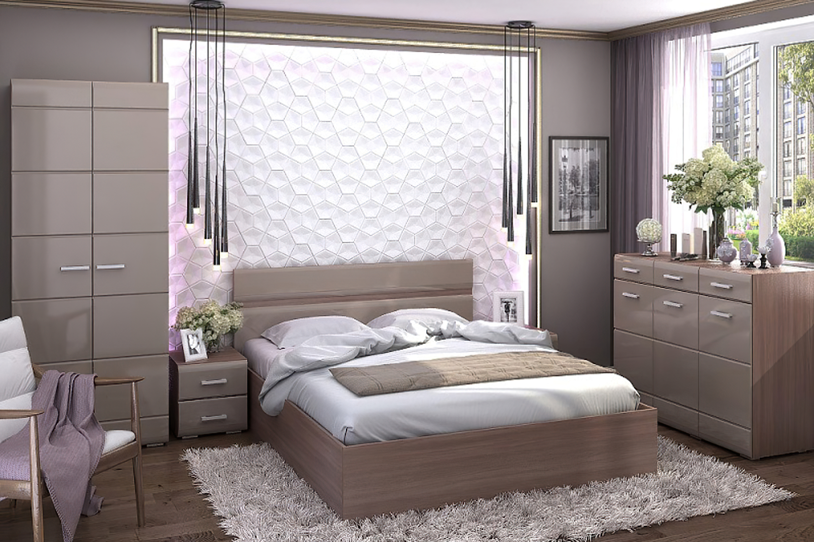 Вегас Комод 3 ящика кофе с молоком /шимо темный