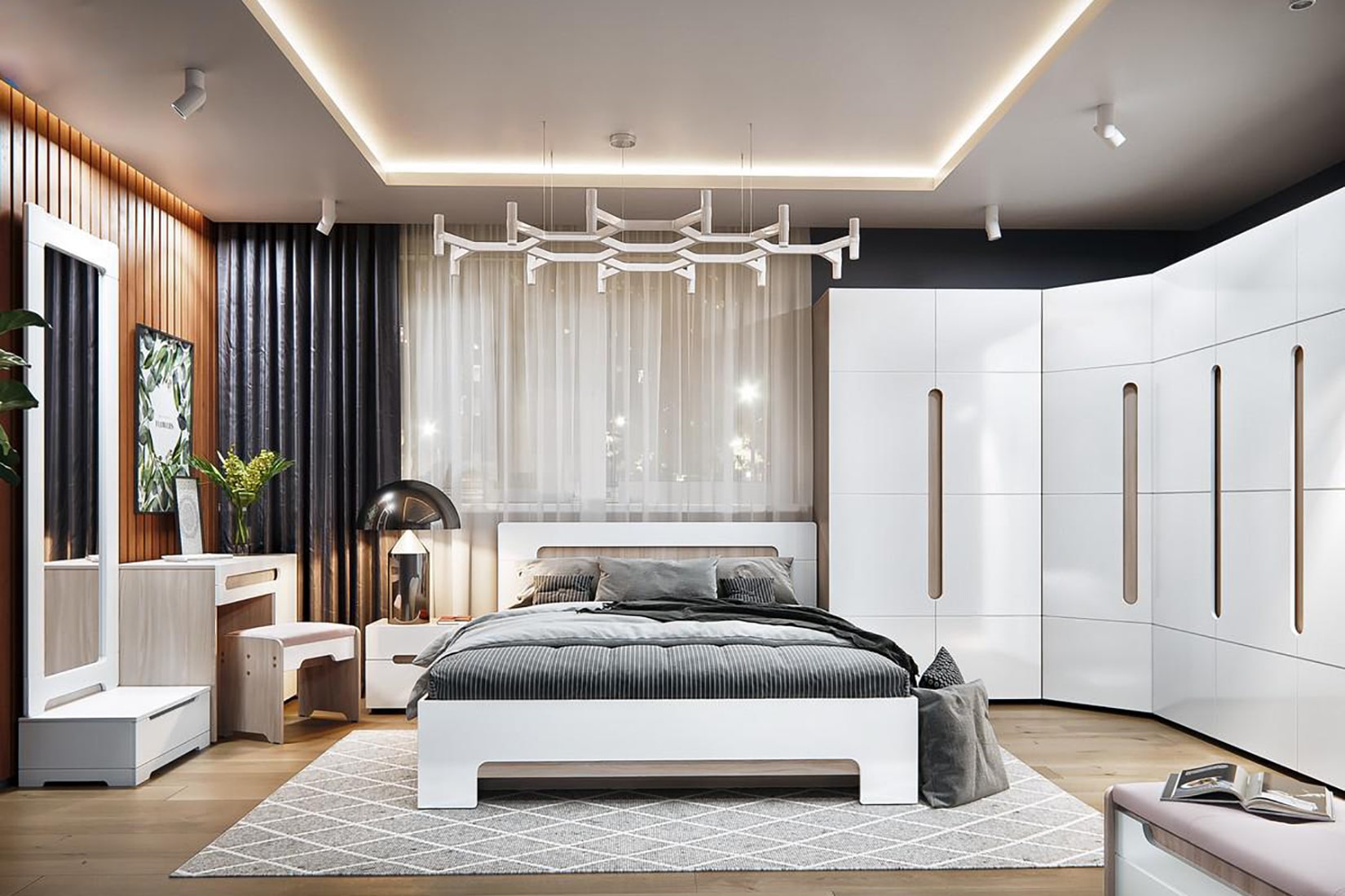 Палермо-3 ШК-040 (Н 2300) Шкаф 1-х ств. Ясень шимо светлый/Белый глянец