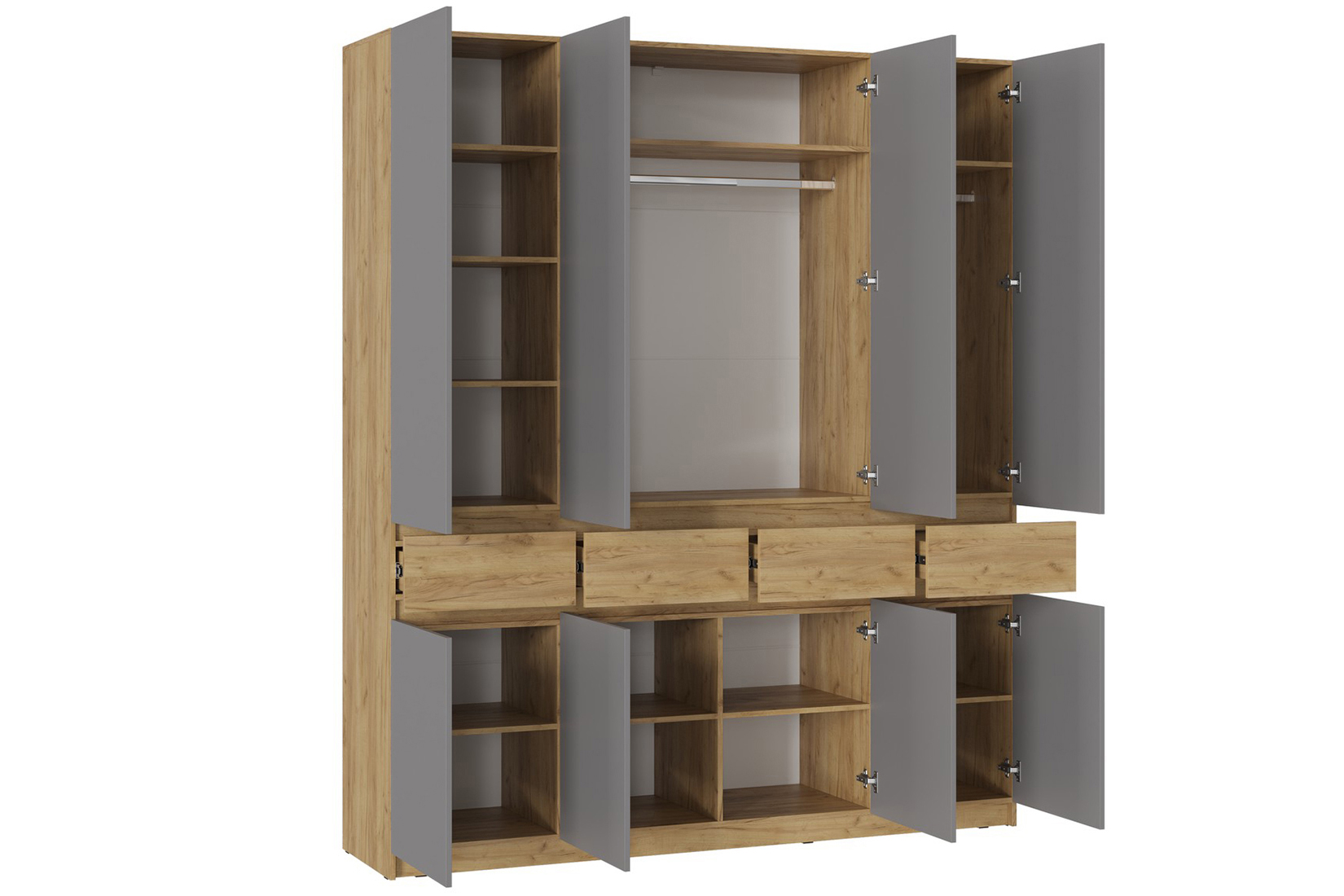 Бостон ШК-004 Шкаф 4-х ств. Дуб крафт золотой/Серый шифер